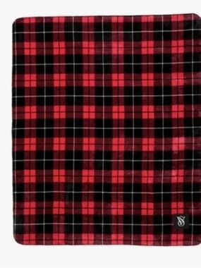 Victoria's Secret Red and Black Plaid Throw Blanket